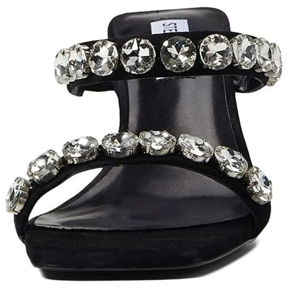 Steve Madden Black Rhinestone Sandals Size 7 - Picture 2 of 8